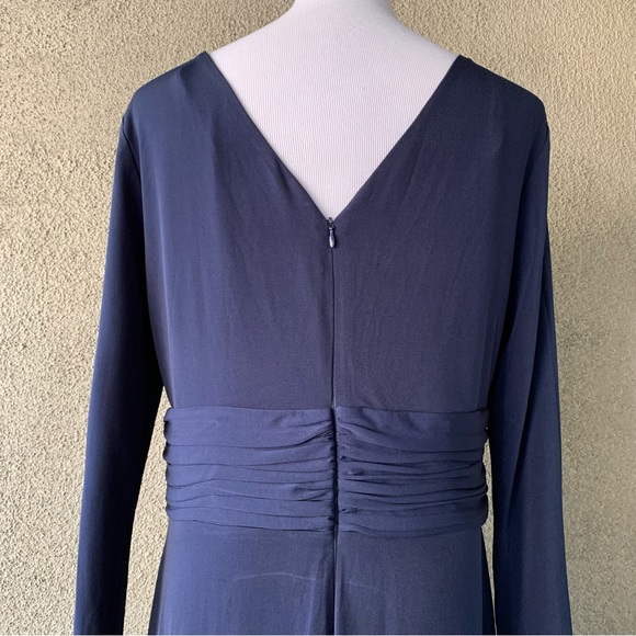 “Calvin Klein” Navy Long-Sleeve Polyester Jersey Knit Maxi-Dress size 14 - Picture 7 of 12